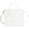 Christian Louboutin Medium Paloma Studded Leather Satchel In Bianco/bianco