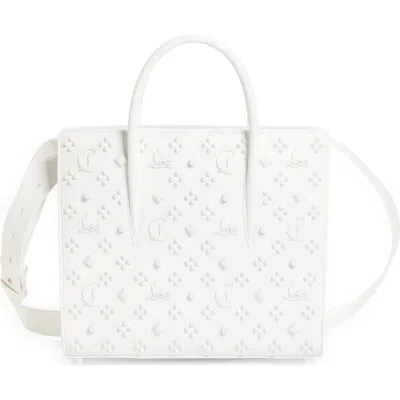 Christian Louboutin Medium Paloma Studded Leather Satchel In Bianco/bianco