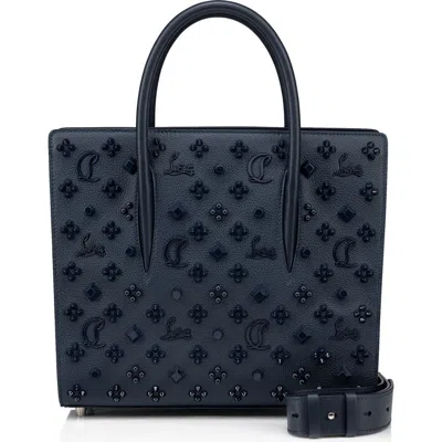 Christian Louboutin Medium Paloma Studded Leather Satchel In Bl1u Navy