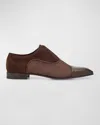 CHRISTIAN LOUBOUTIN MEN'S AC GREGGO TEXTILE AND LEATHER OXFORDS