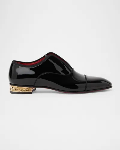 CHRISTIAN LOUBOUTIN MEN'S ALPHAMALE ROCKS PATENT LEATHER EVERLASTING RED-SOLE LOAFERS