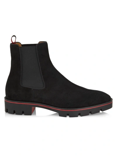 Christian Louboutin Men's Alpinosol Leather Lug-sole Chelsea Boots In Black