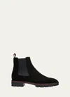 Christian Louboutin Men's Alpinosol Lug Sole Chelsea Boots In Black