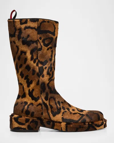 Christian Louboutin Men & Apos;s Bloon Calf-hair Boots In Brown