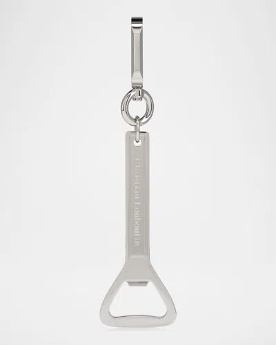 Christian Louboutin Men & Apos;s Cl Logo-engraved Brass Bottle Opener Keyring In Silver