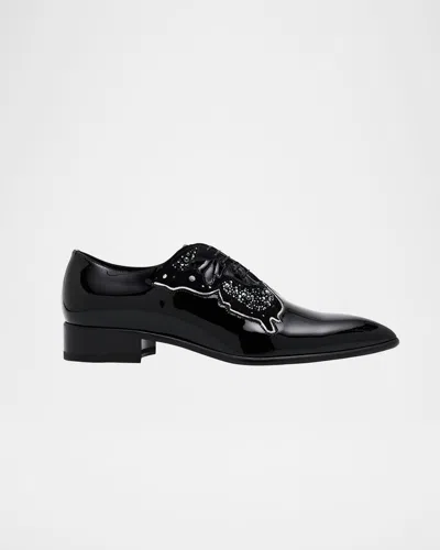 Christian Louboutin Men & Apos;s Farfarock Butterfly Patent Calf Leather Oxford Shoes In Black