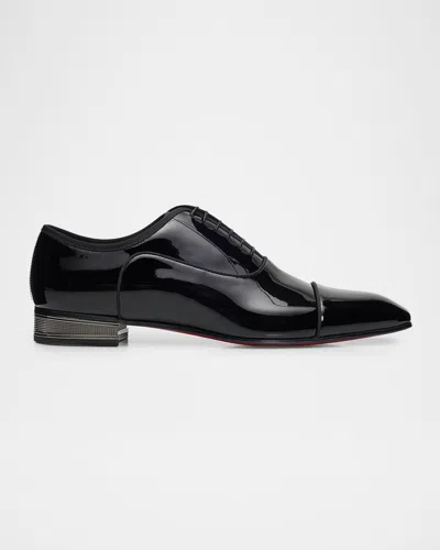 Christian Louboutin Greggo Patent-leather Oxford Shoes In Black