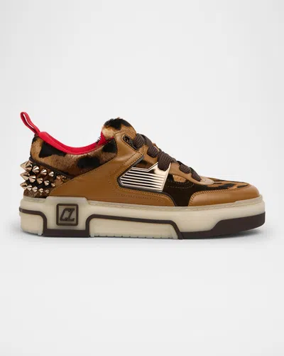 Christian Louboutin Men's Astroloubi Calf-hair & Leather Low-top Sneakers