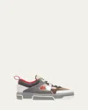 Christian Louboutin Men's Astroloubi Mixed Media Low-top Sneakers In Saharienne/smoke Grey