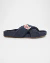 Christian Louboutin Bizzu Logo Patch Slide Sandal In Blue