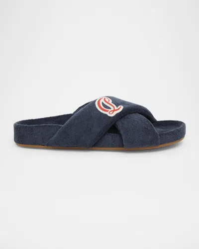 Christian Louboutin Men's Bizzu Sponge Cotton Criss-cross Slides