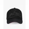 Christian Louboutin Mens Black Rocknride Rhinestone-embellished Neoprene And Mesh Baseball Cap In Black