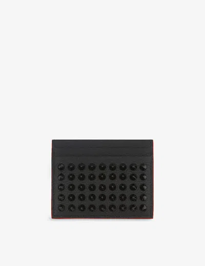 Christian Louboutin Men's Black/black Kios Stud-embellished Leather Card Holder