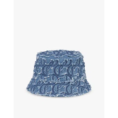 Christian Louboutin Mens Blue Bobino Toile Monogram-weave Denim Bucket Hat