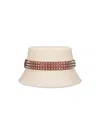 Christian Louboutin Leather-trim Studded Bucket Hat In Cream