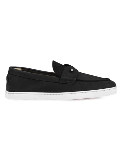 Christian Louboutin Men's Chambeliboat Suede Boat Shoes In Black