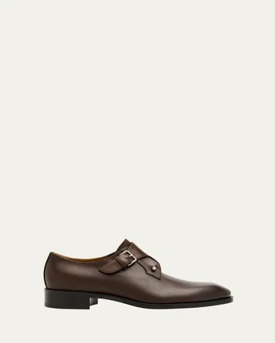 Christian Louboutin Men's Chambeli Monk-strap Leather Loafers In Cosme
