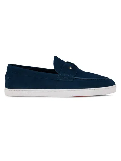 Christian Louboutin Chambeliboat Loafers Metal Hardware Rubber Sole In Blue