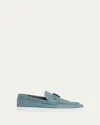 Christian Louboutin Boat Round Toe Loafers With Metallic Detail In Pale Turquoise