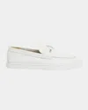 Christian Louboutin Men's Chambeliboat Leather Loafers In White