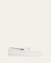 Christian Louboutin Men's Chambeliboat Leather Loafers In White