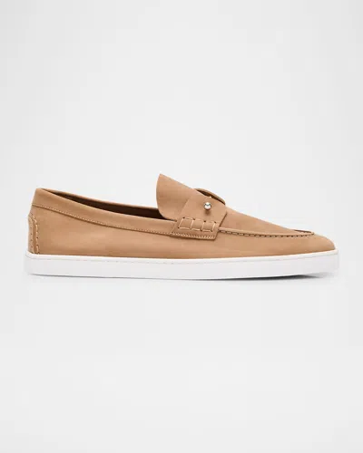 CHRISTIAN LOUBOUTIN MEN'S CHAMBELIBOAT NUBUCK BOAT SHOES