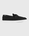 Christian Louboutin Men's Chambeliboat Nubuck Boat Shoes In Black