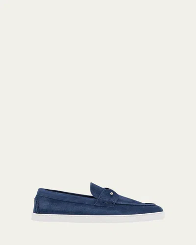 CHRISTIAN LOUBOUTIN MEN'S CHAMBELIBOAT NUBUCK BOAT SHOES