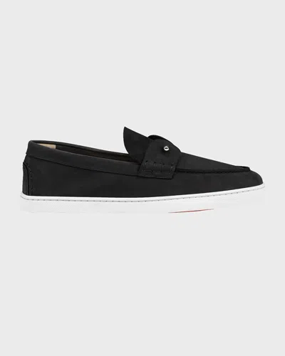 CHRISTIAN LOUBOUTIN MEN'S CHAMBELIBOAT NUBUCK BOAT SHOES