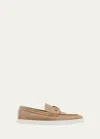 Christian Louboutin Reversed Nubuck Leather Loafers In Lionne
