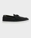 Christian Louboutin Loafers With Contrast Sole And Stitching Accents In Black