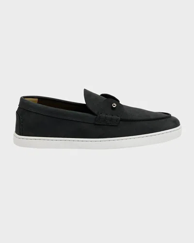CHRISTIAN LOUBOUTIN MEN'S CHAMBELIBOAT NUBUCK BOAT SHOES