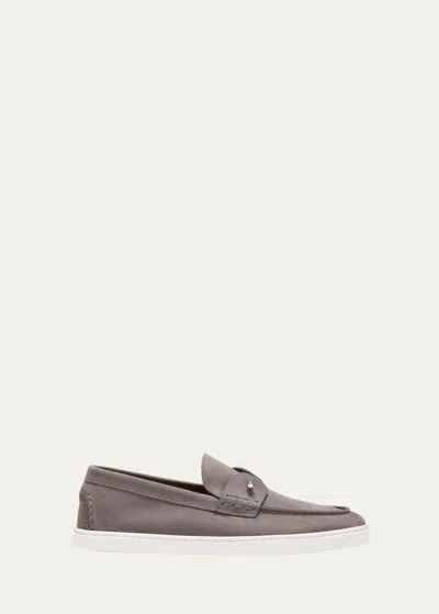 CHRISTIAN LOUBOUTIN MEN'S CHAMBELIBOAT NUBUCK BOAT SHOES