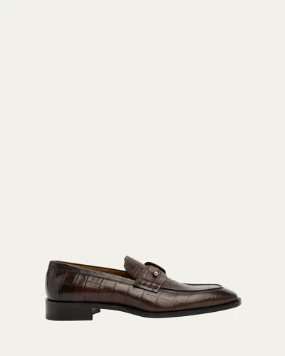 Christian Louboutin Men's Chambelimoc Croc-effect Loafers