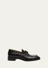 Christian Louboutin Chambelimoc Croc-embossed Loafers In Black