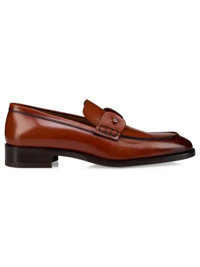 Christian Louboutin Chambelimoc Calfskin Loafers In Brown
