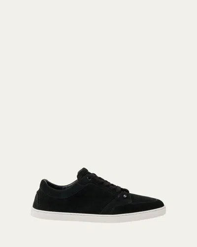 CHRISTIAN LOUBOUTIN MEN'S CHAMBELISNEAK COLLAR-PIN SUEDE LOW-TOP SNEAKERS