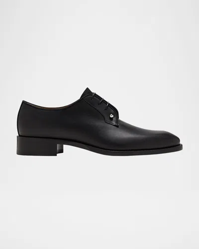 Christian Louboutin Men's Chambeliss Collar-pin Leather Derby Shoes In Black
