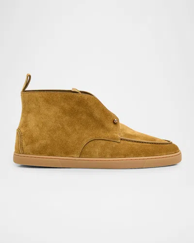 Christian Louboutin Men's Chambeliss Desert Suede Boots In Brown