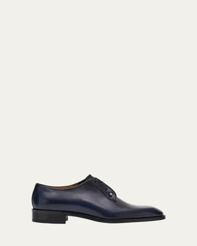 Christian Louboutin Men's Chambeliss Leather Derby Shoes In Ebony