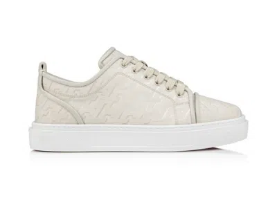 Pre-owned Christian Louboutin Men's  Adolon Junior Flat Sneakers In Albatre