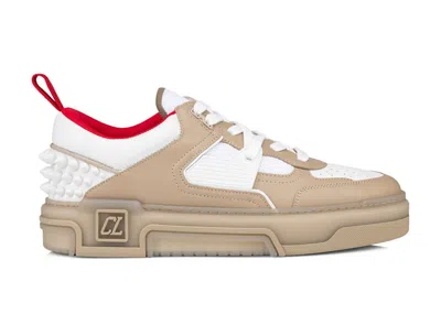 Pre-owned Christian Louboutin Men's  Astroloubi Flat Sneakers In Saharienne/white