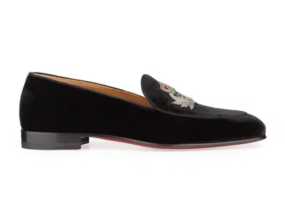 Pre-owned Christian Louboutin Men's  Crest On The Nile Flat Sneakers In Black