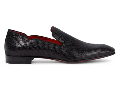 Pre-owned Christian Louboutin Men's  Dandy Chick Orlato Flat Loafers Sneakers In Black/lin Loubi