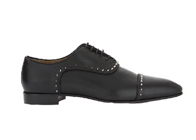Pre-owned Christian Louboutin Men's  Eaton Flat Leather Sneakers In Black/silver