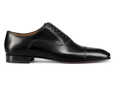 Pre-owned Christian Louboutin Men's  Greggo Flat Calf Laceup Sneakers Sneakers In Black