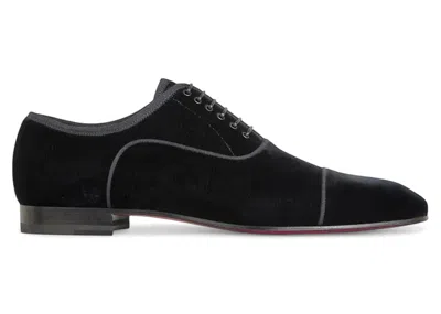 Pre-owned Christian Louboutin Men's  Greggo Orlato Flat Velvet/gg Sneakers In Black