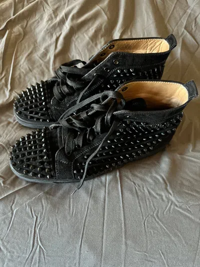 Pre-owned Christian Louboutin Men's  Hightop Spikes Shoes In Black