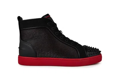 Pre-owned Christian Louboutin Men's  Lou Spikes Orlato Flat Sneakers In Black/loubi