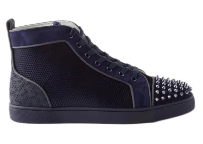 Pre-owned Christian Louboutin Men's  Lou Spikes Orlato Flat Sneakers In Version Rock In Gray